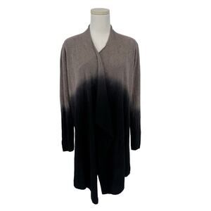 Barefoot Dreams Dip Dyed Cardigan Sweater Women's S M Taupe Navy Cozy Lounge